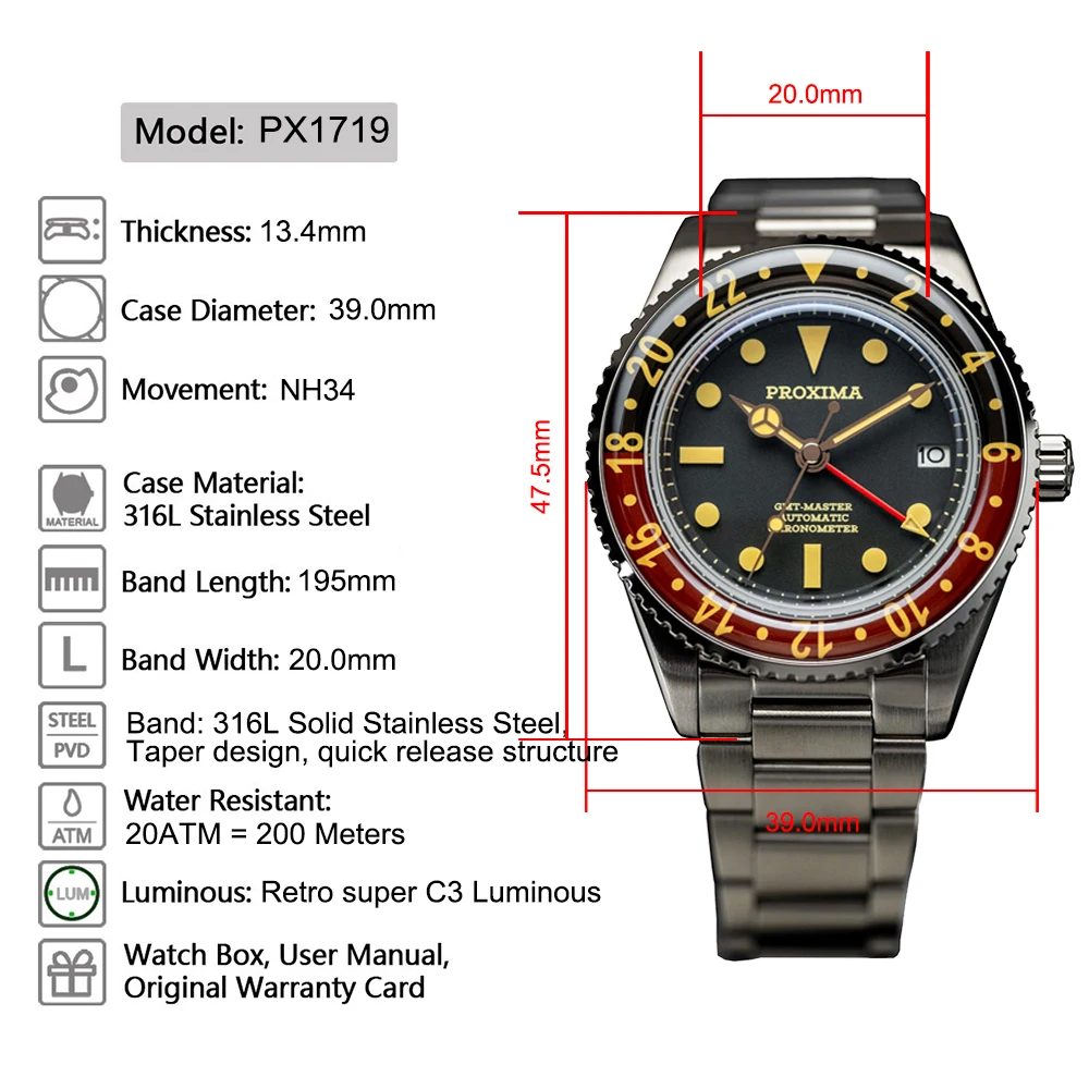 Proxima PX1719 Automatic GMT Watch