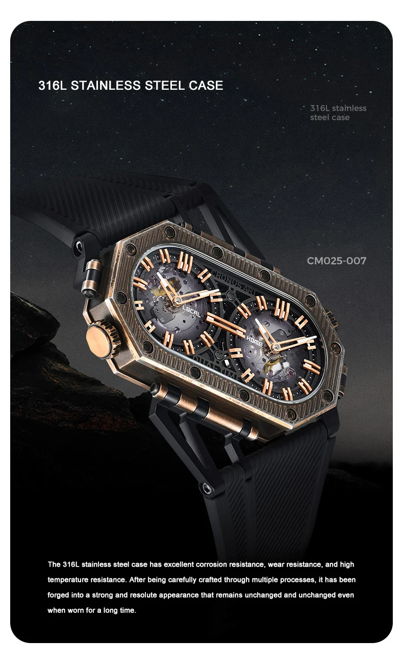 CRONUSART Voyager Dual Time Zone Watch