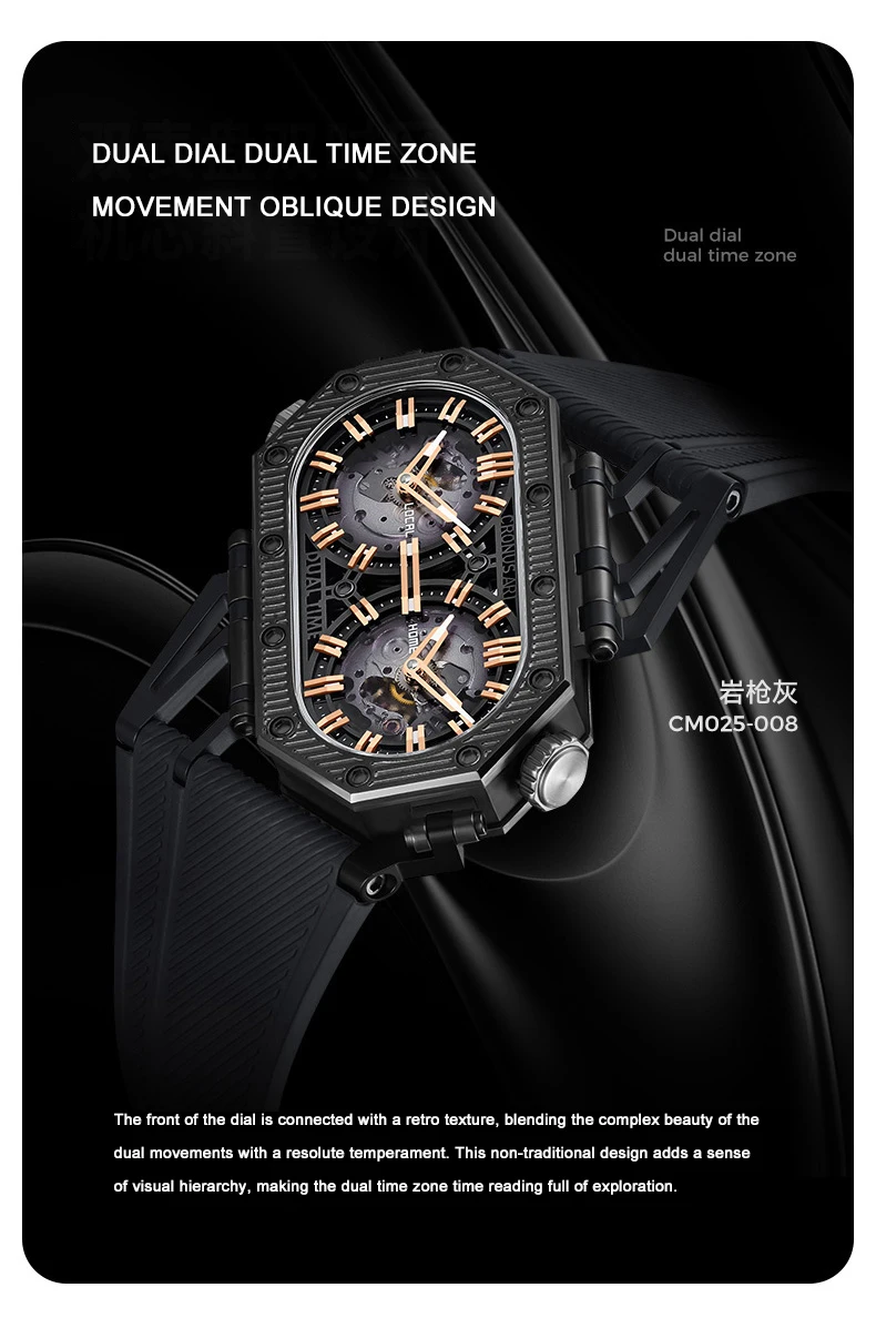 CRONUSART Voyager Dual Time Zone Watch