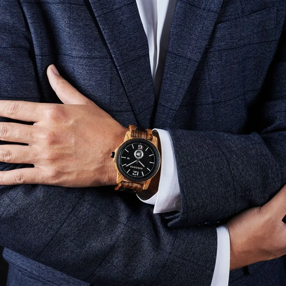 BOBO BIRD Wooden Quartz Watch for Men