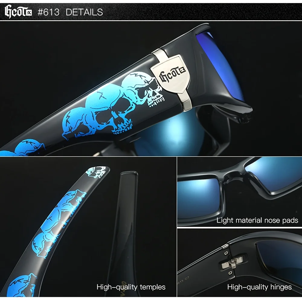 Polarized Gothic Sunglasses with Skull Temples