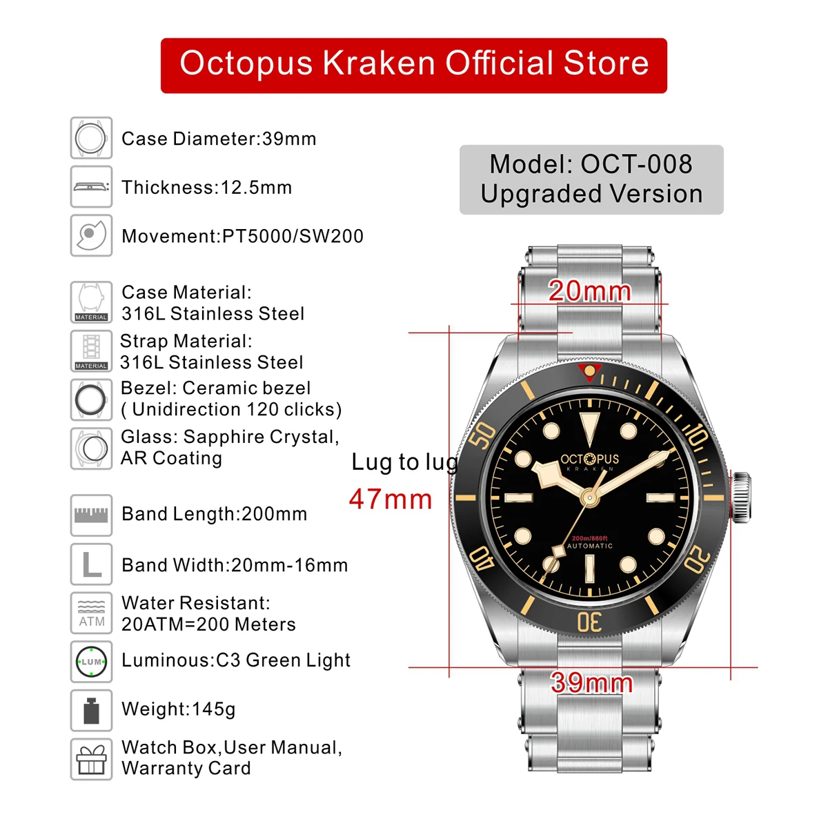 BB58 Octopus Kraken 39mm Automatic Watch