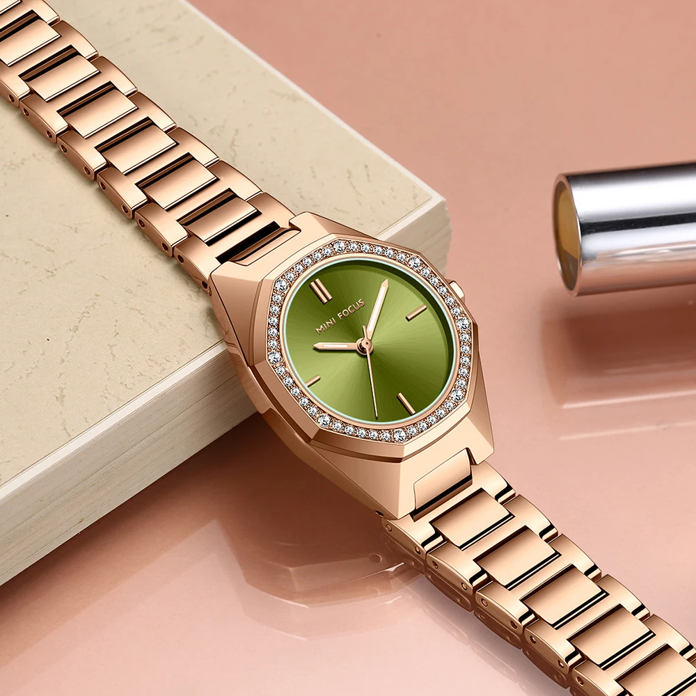 Women's Diamond-Studded Octagonal Watch