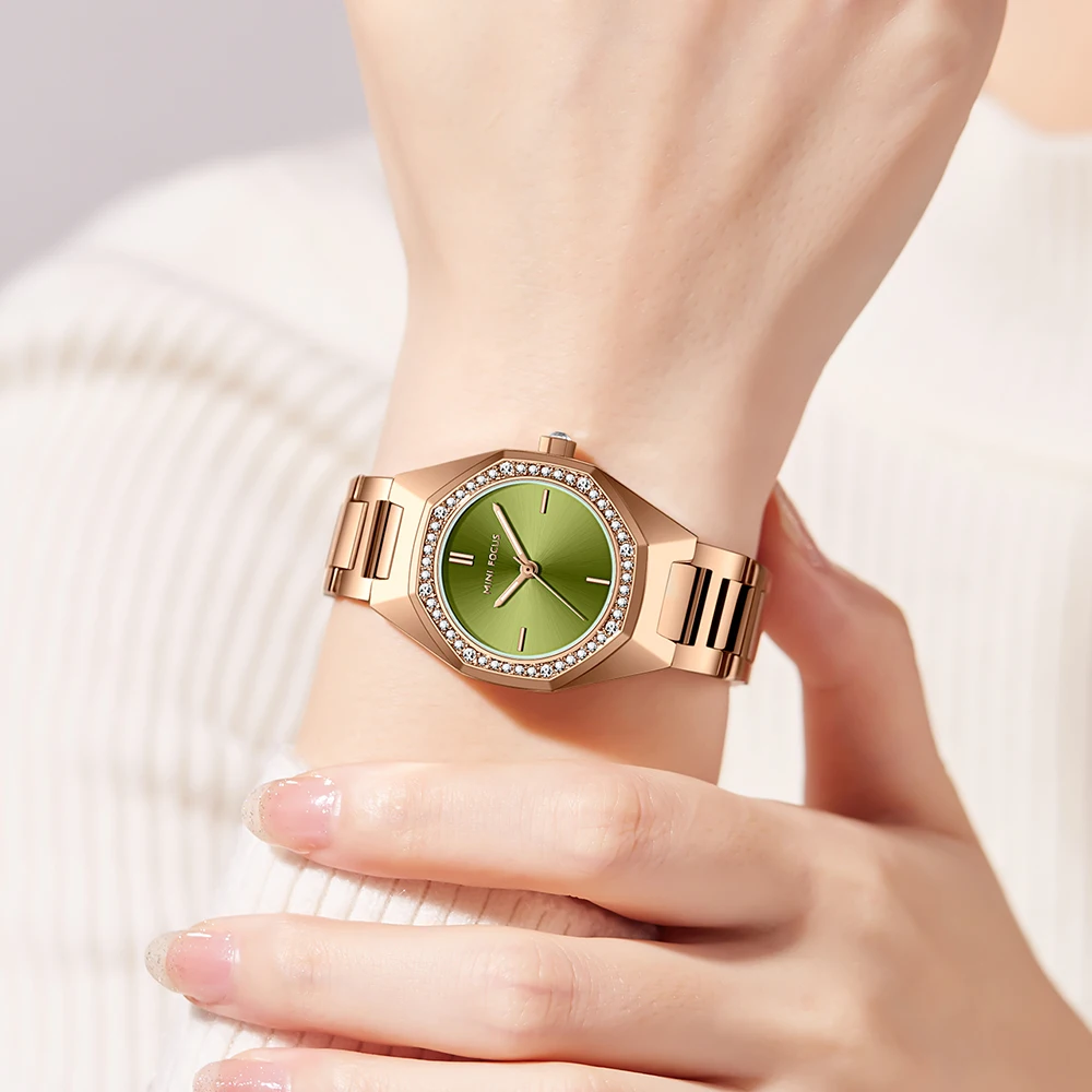 Women's Diamond-Studded Octagonal Watch