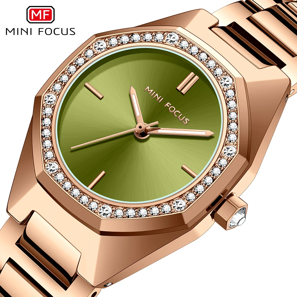 Women's Diamond-Studded Octagonal Watch