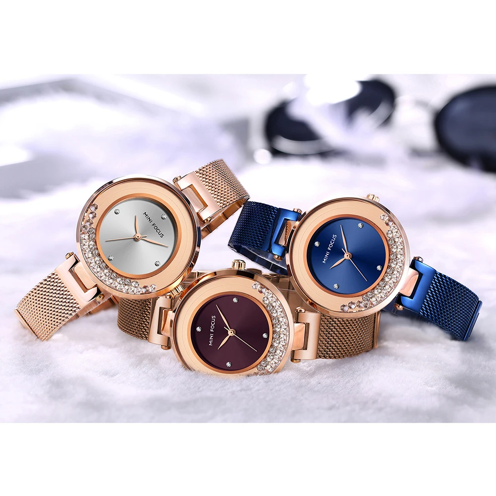 Elegant Women's Floating Crystal Quartz Watch