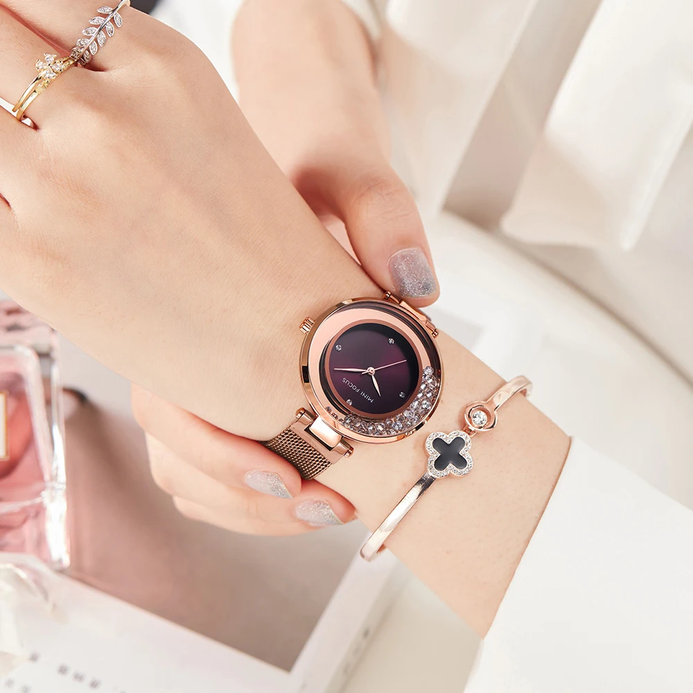Elegant Women's Floating Crystal Quartz Watch