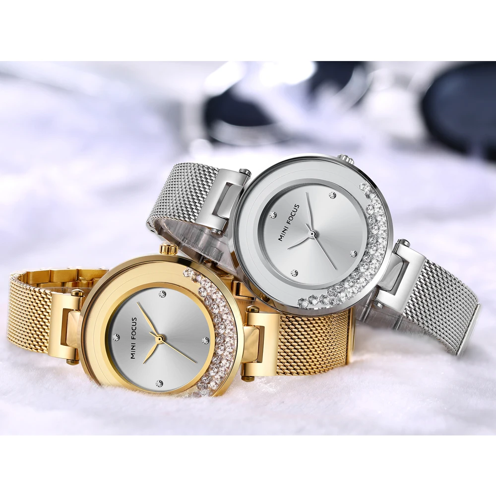 Elegant Women's Floating Crystal Quartz Watch