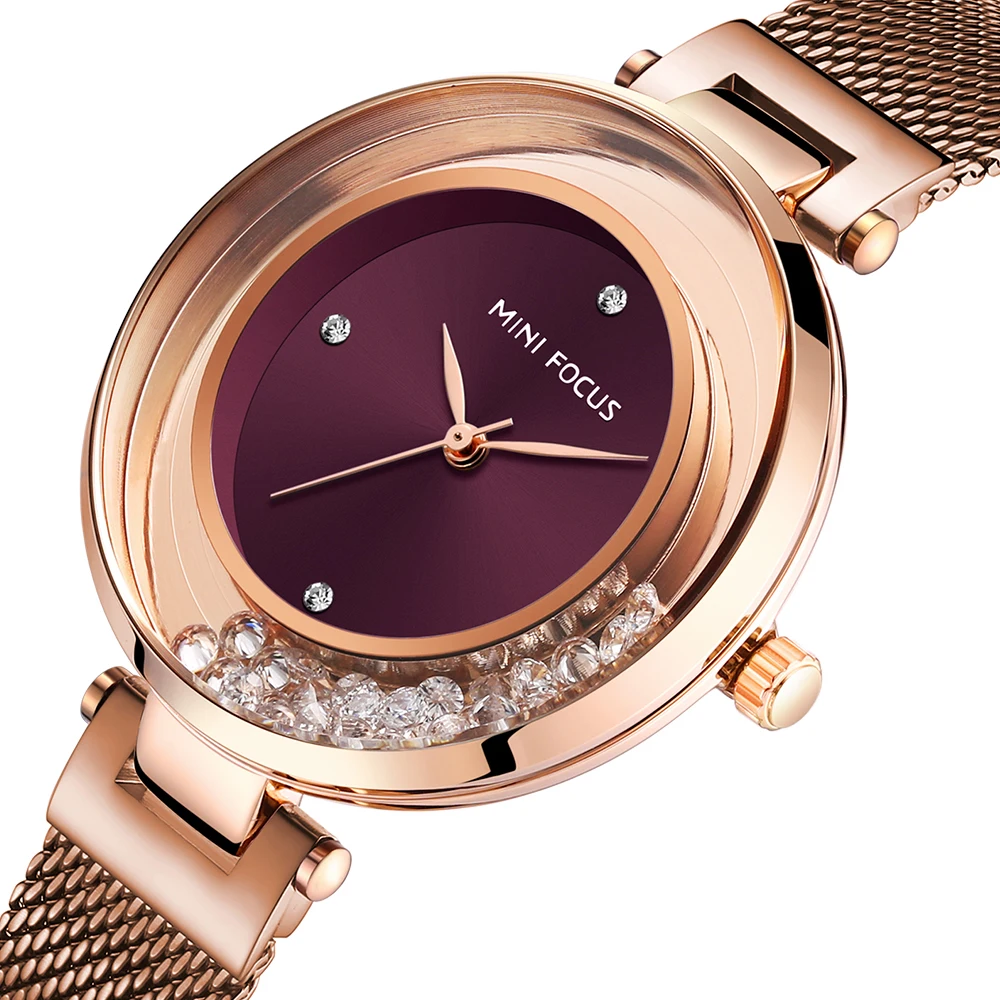 Elegant Women's Floating Crystal Quartz Watch