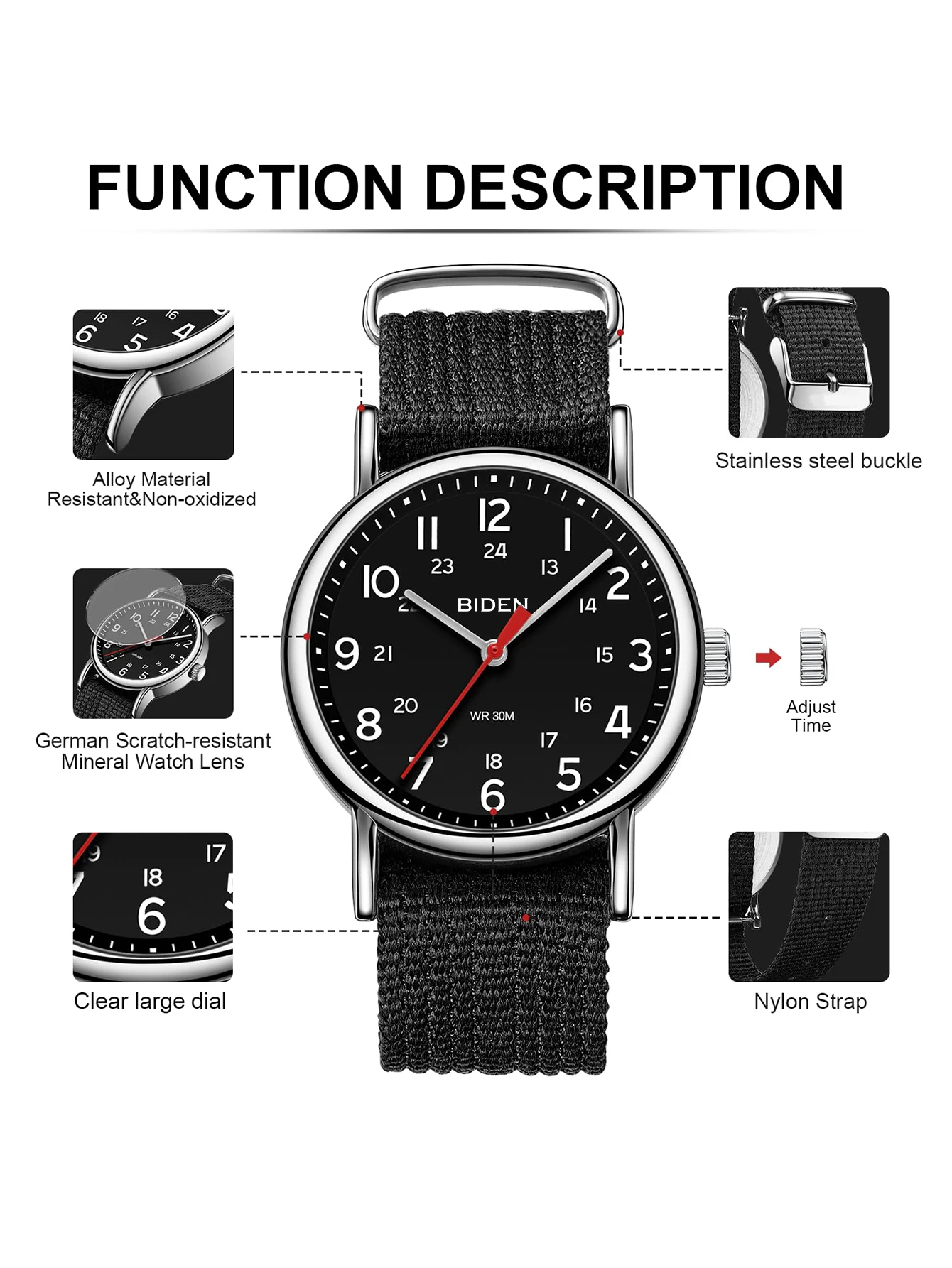 Durable Outdoor Military Field Watch with Nylon Strap