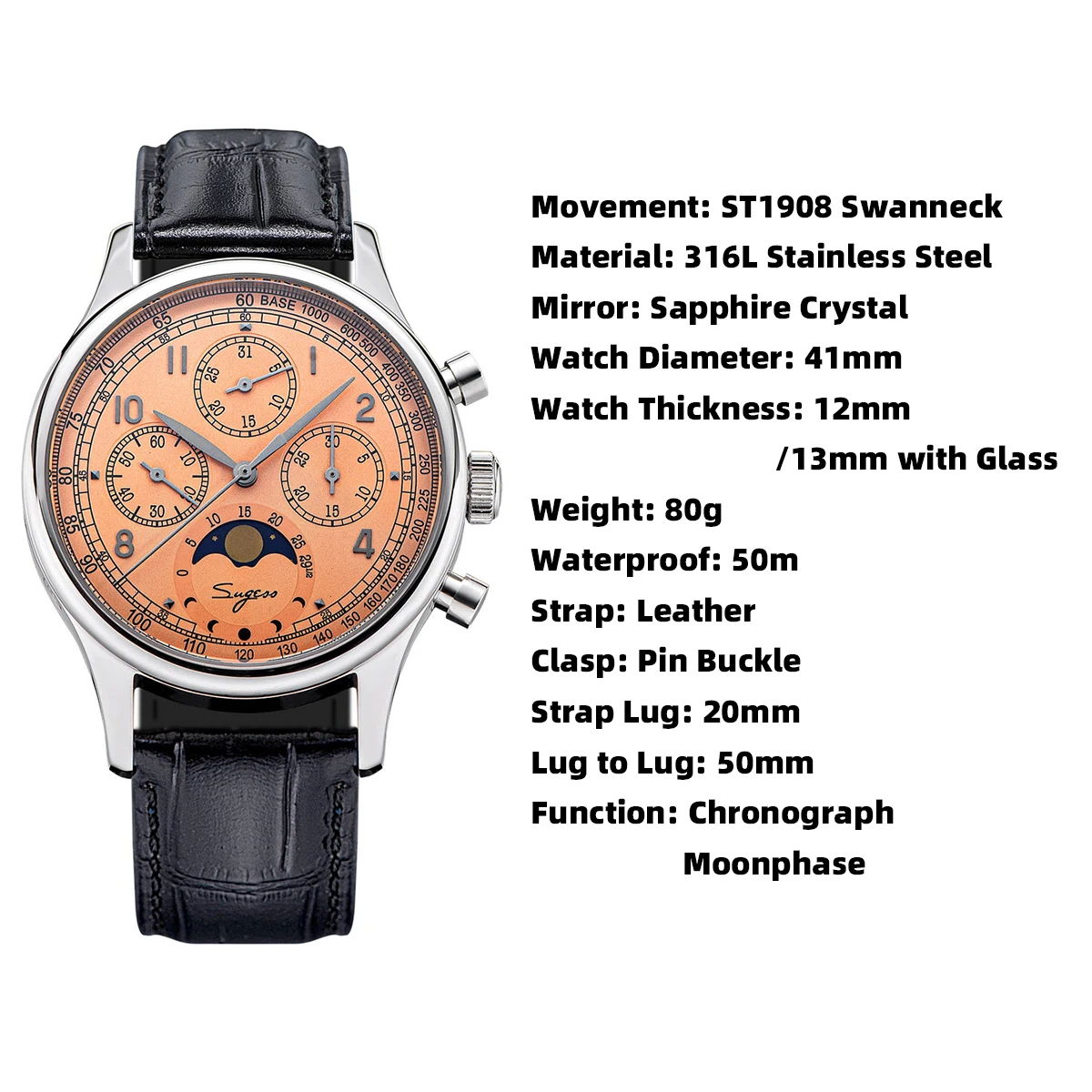 Sugess S398-2 Chronograph Moonphase Watch
