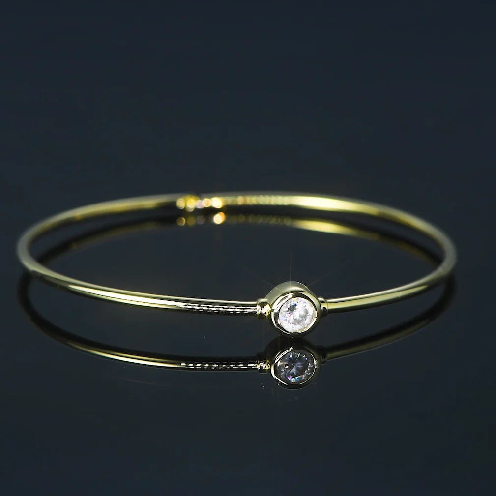 Bezel Moissanite Bangle Bracelet