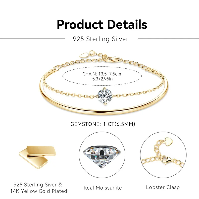 Double Layer Moissanite Bracelet Bangle