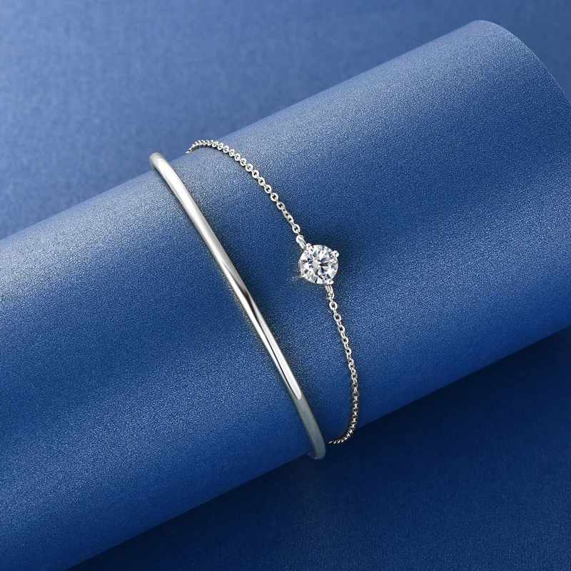 Double Layer Moissanite Bracelet Bangle