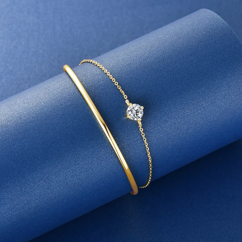 Double Layer Moissanite Bracelet Bangle