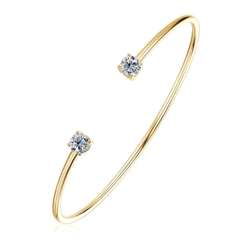 Double Moissanite Open Cuff Bracelet