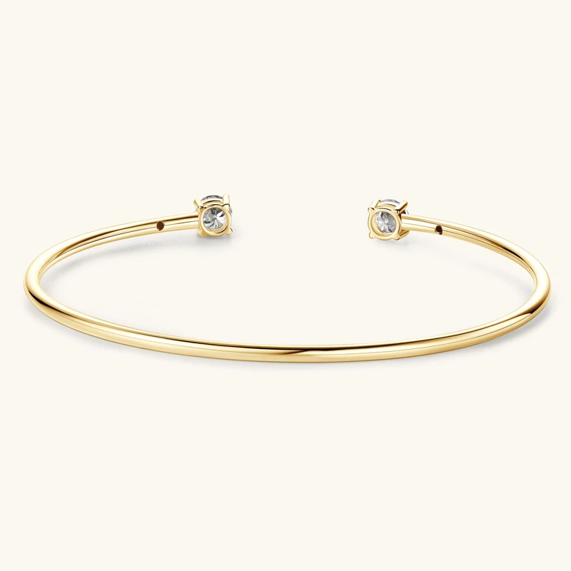 Double Moissanite Open Cuff Bracelet