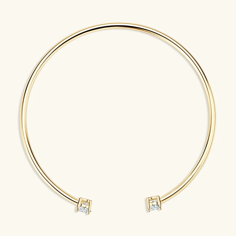 Double Moissanite Open Cuff Bracelet