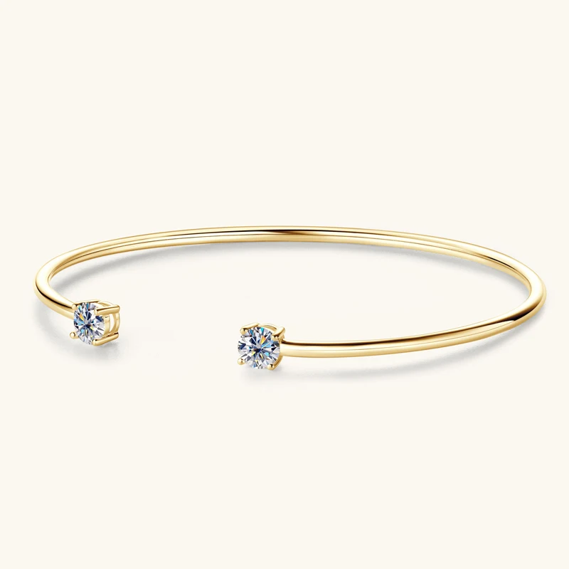 Double Moissanite Open Cuff Bracelet