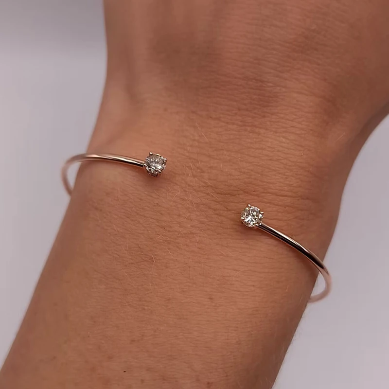 Double Moissanite Open Cuff Bracelet