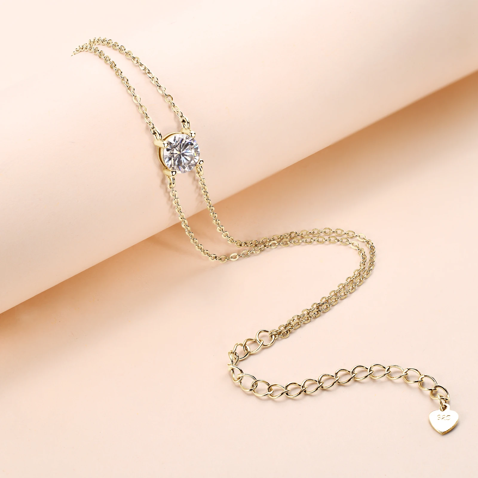 1.0ct Moissanite Double Chain Bracelet