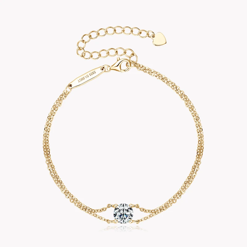 1.0ct Moissanite Double Chain Bracelet