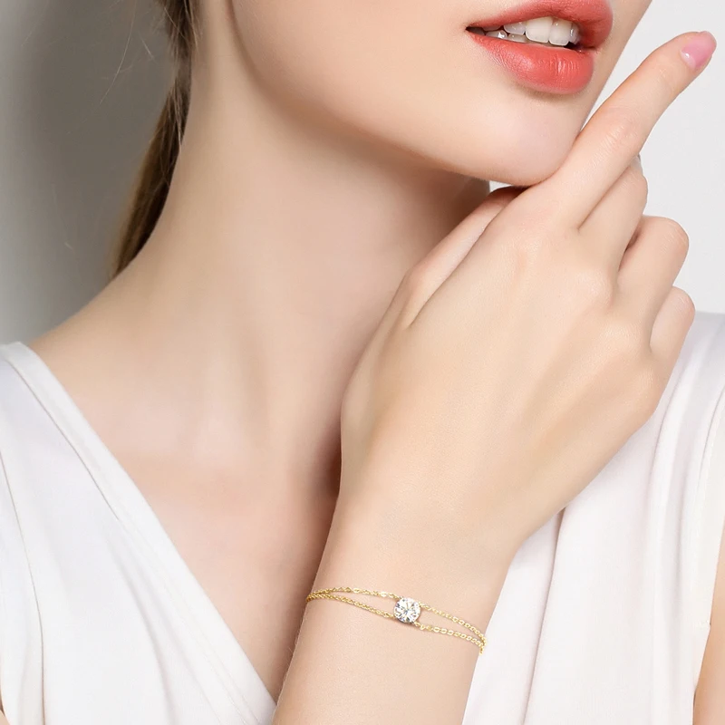1.0ct Moissanite Double Chain Bracelet