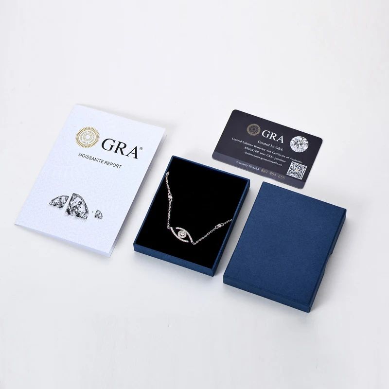 Dainty Moissanite Evil Eye Bracelet for Women