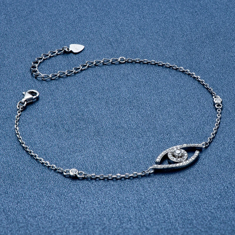 Dainty Moissanite Evil Eye Bracelet for Women