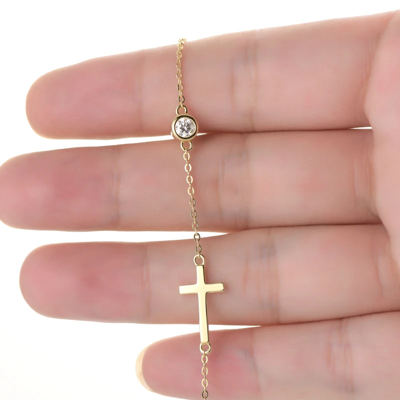 Moissanite Cross Bracelet - 925 Sterling Silver