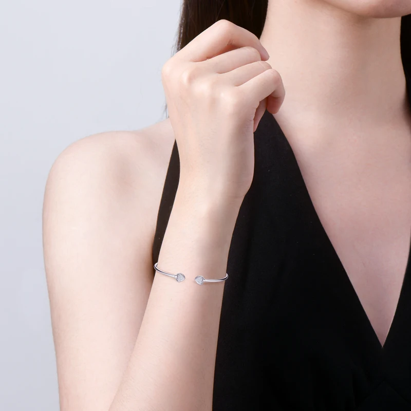 Love Heart Moissanite Cuff Bracelet