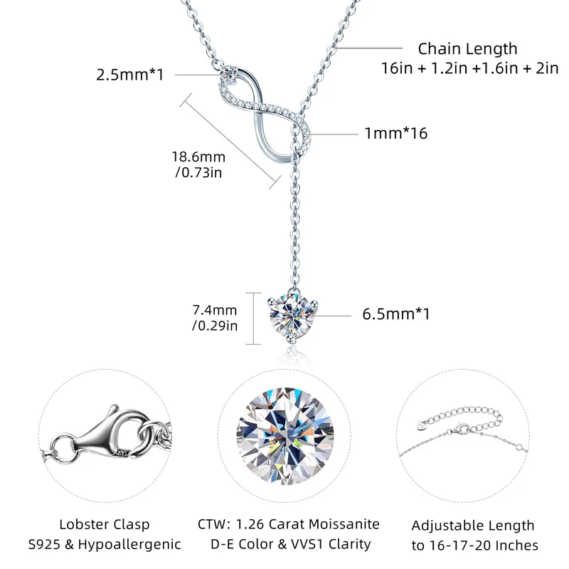 Infinity Flame Moissanite Pendant Necklace