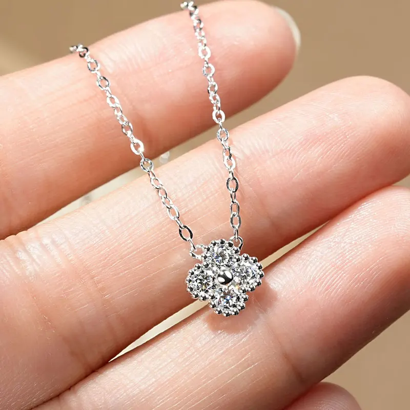 Lucky Clover Moissanite Pendant Necklace