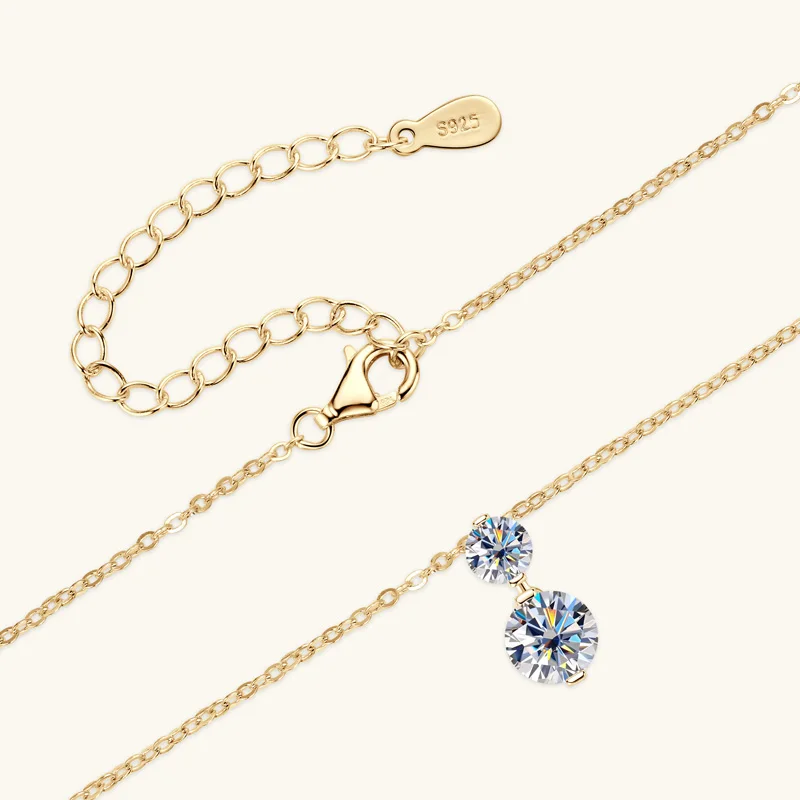 Celeste Double Moissanite Drop Necklace