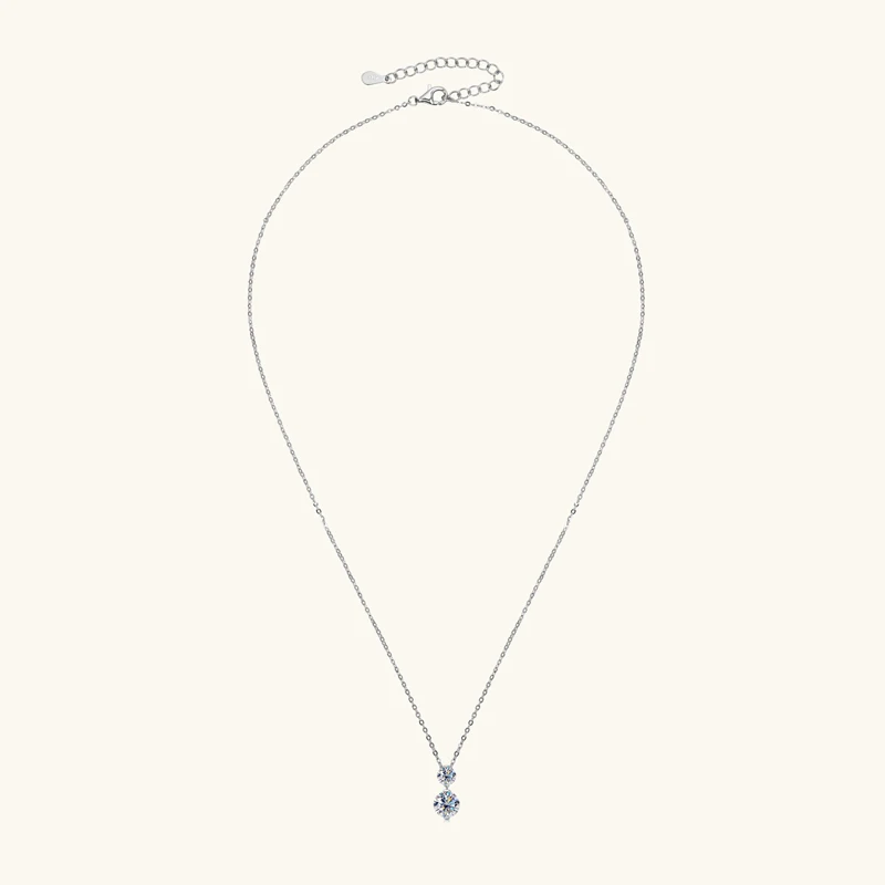 Celeste Double Moissanite Drop Necklace