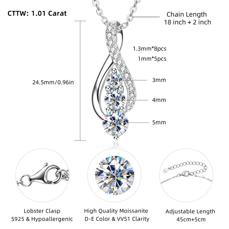 Aria Cascade Moissanite Pendant Necklace