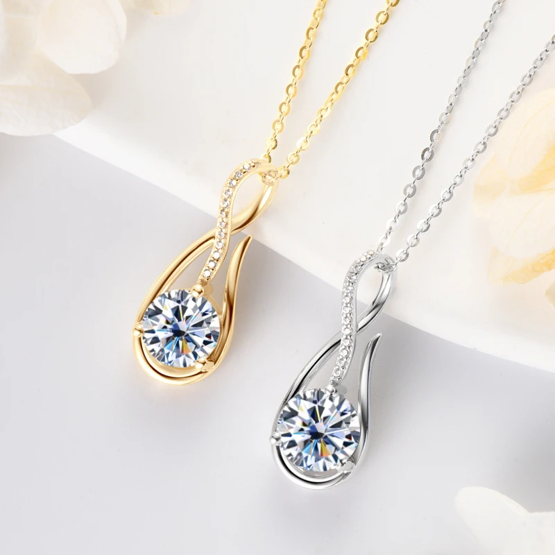Seraphine Moissanite Teardrop Pendant Necklace
