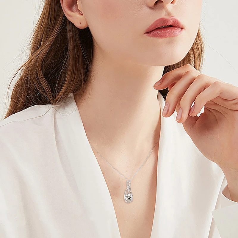 Seraphine Moissanite Teardrop Pendant Necklace