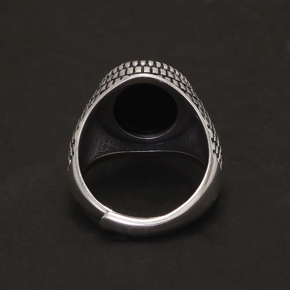 Obsidian Grid™ Gothic Silver & Black Zircon Ring