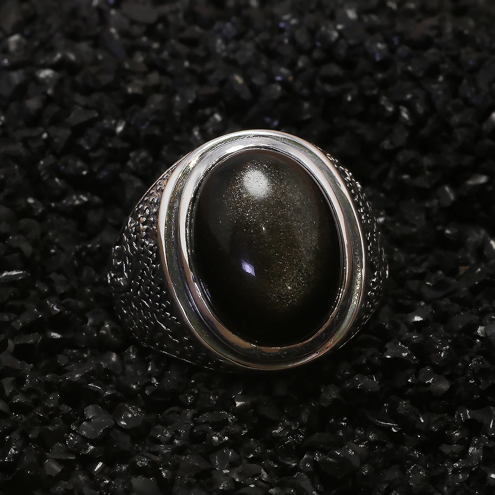 Starlit Grove™ Sterling Silver Ring with Golden Obsidian