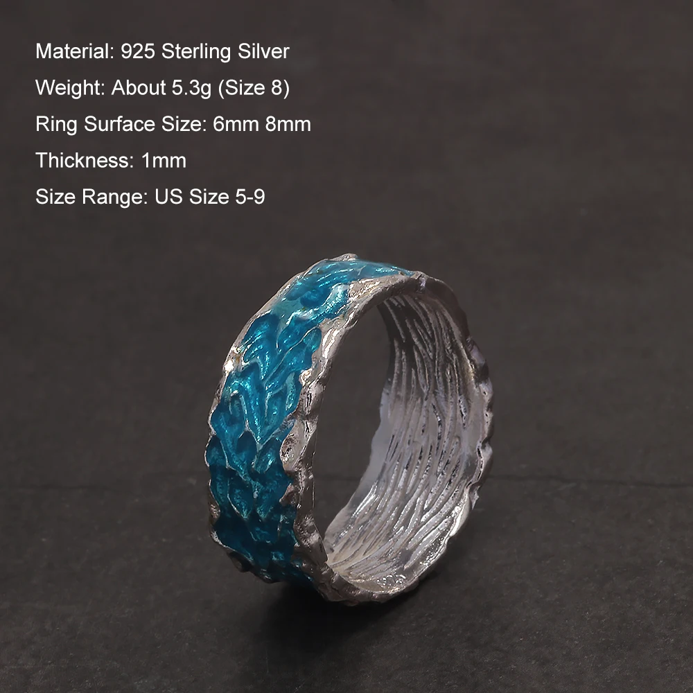 Riftborn™ 925 Sterling Silver Enamel Texture Ring
