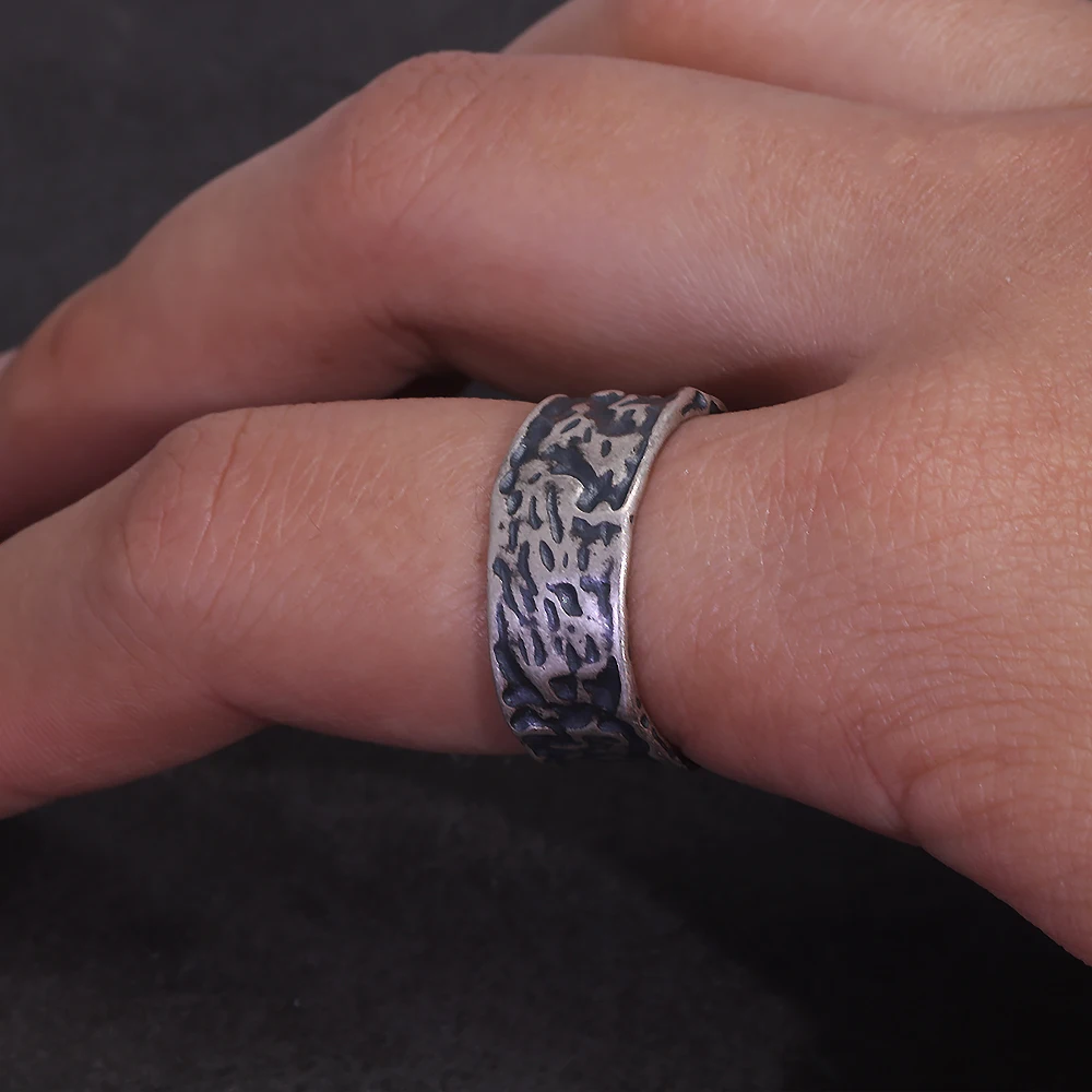 Riftborn™ 925 Sterling Silver Enamel Texture Ring