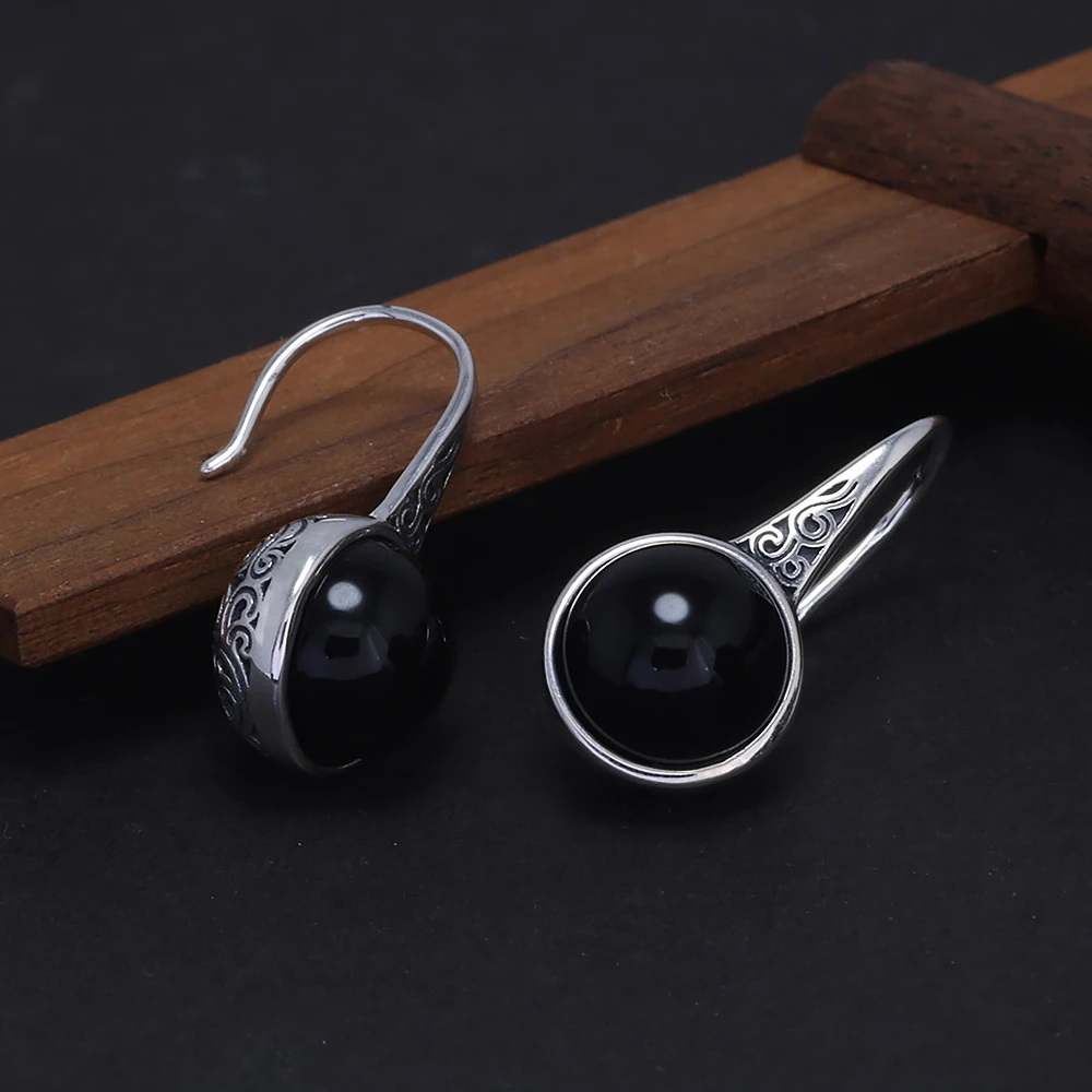 Nocturne Whispers 925 Sterling Silver Onyx Earrings