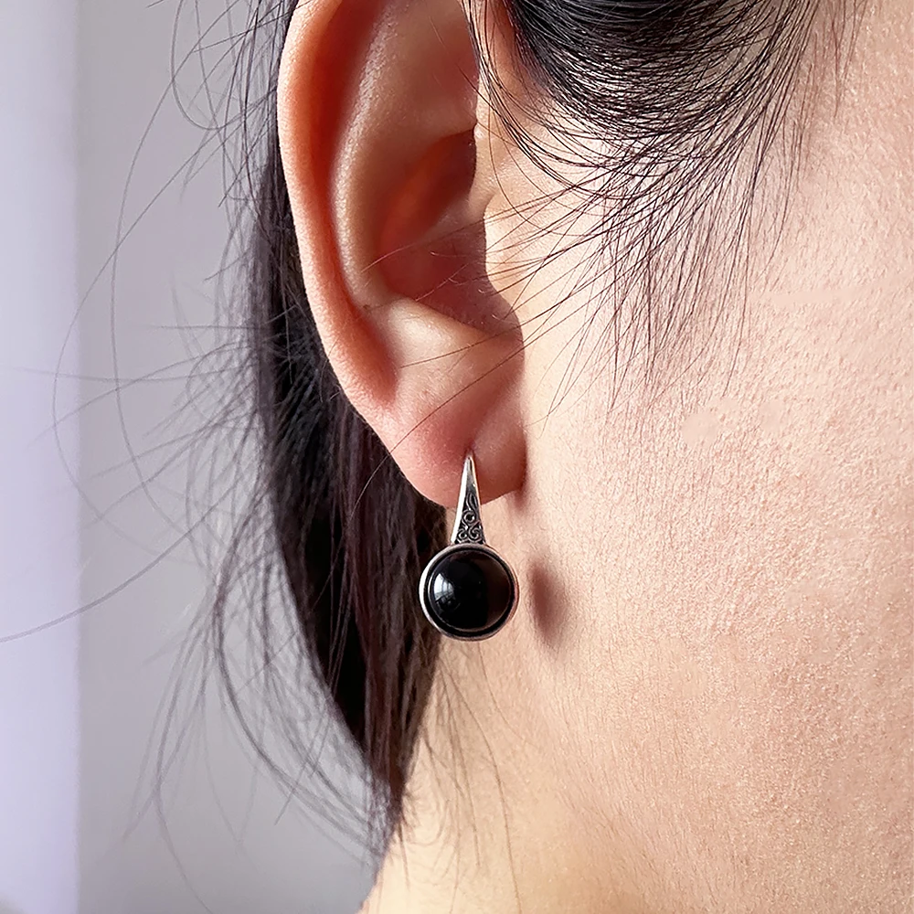 Nocturne Whispers 925 Sterling Silver Onyx Earrings