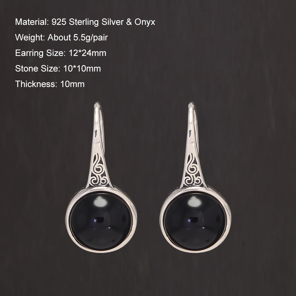 Nocturne Whispers 925 Sterling Silver Onyx Earrings