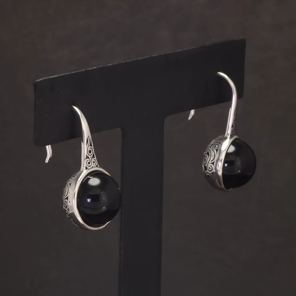 Nocturne Whispers 925 Sterling Silver Onyx Earrings