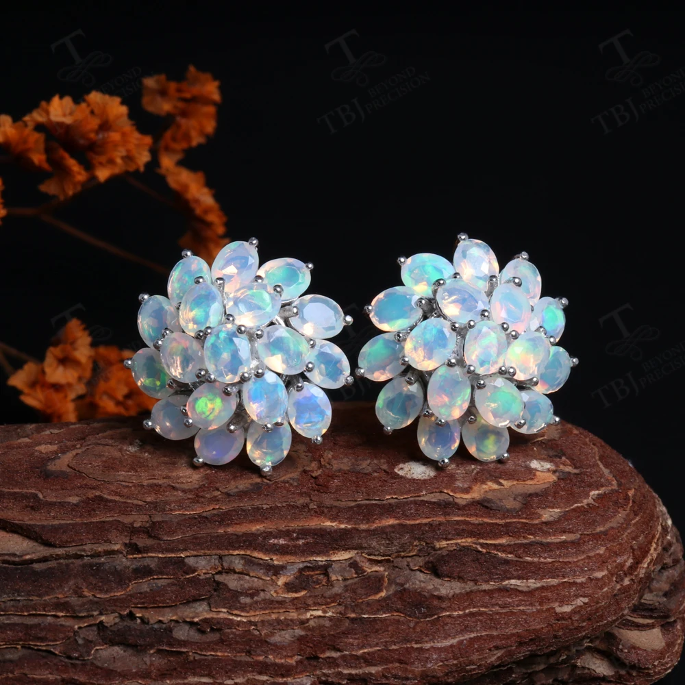 Celestia Bloom™ – 8.3ct Natural Ethiopian Opal Earrings in Sterling Silver