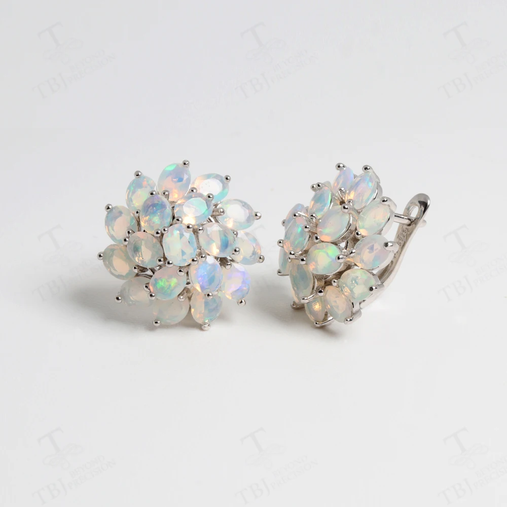 Celestia Bloom™ – 8.3ct Natural Ethiopian Opal Earrings in Sterling Silver