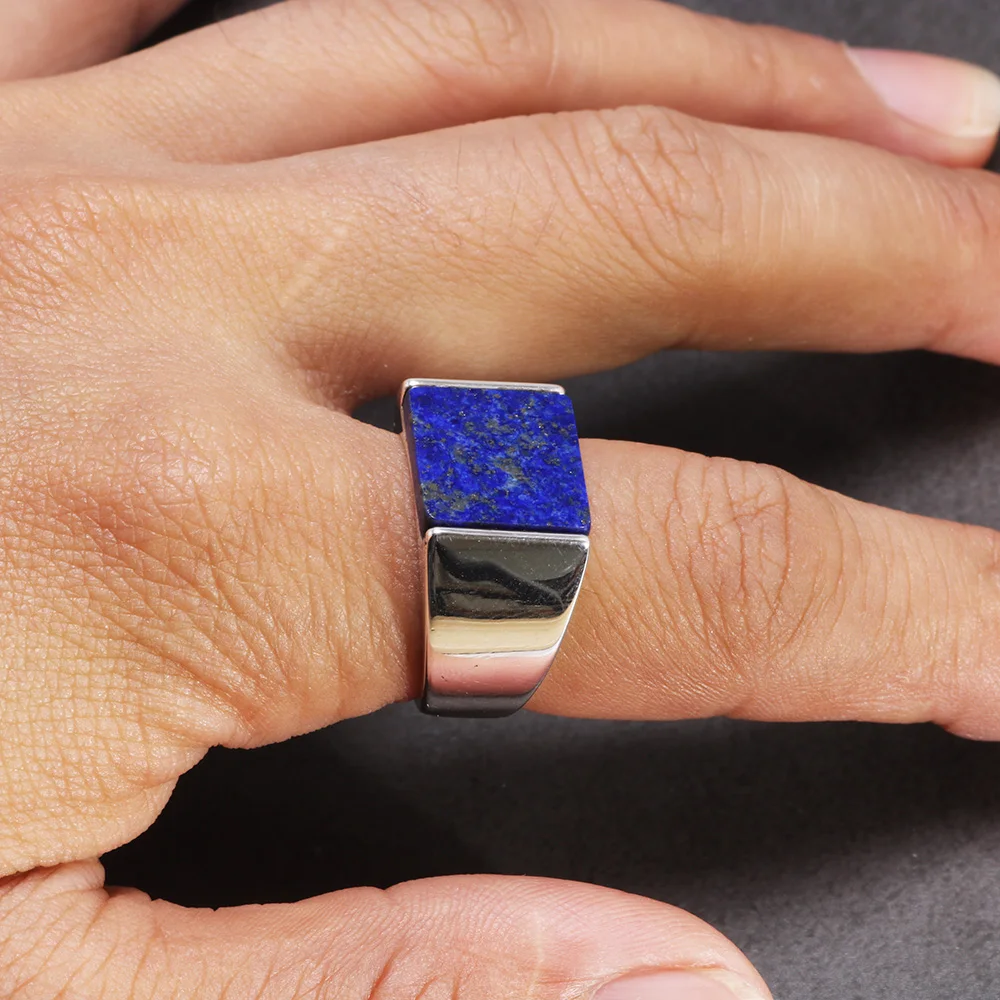 Stoneveil™ - Sterling Silver Lapis & Onyx Stone Ring