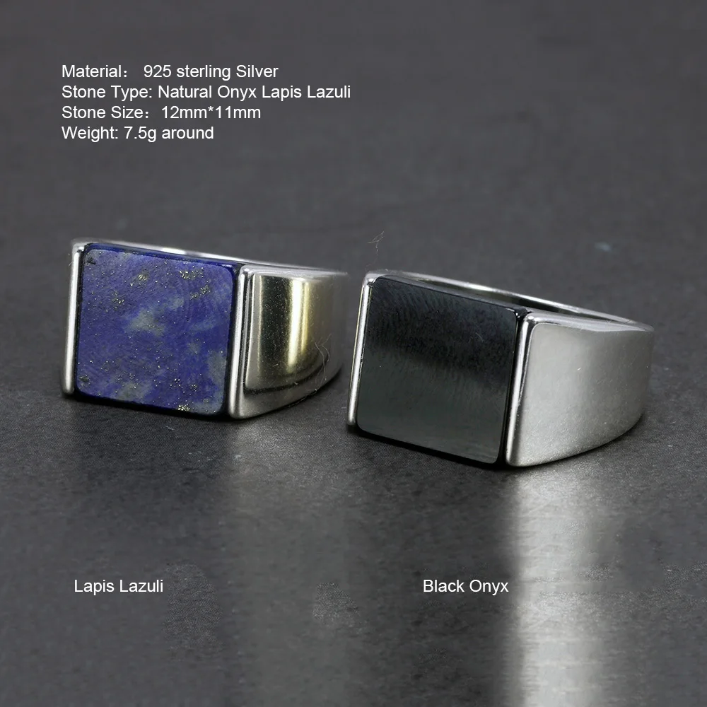 Stoneveil™ - Sterling Silver Lapis & Onyx Stone Ring